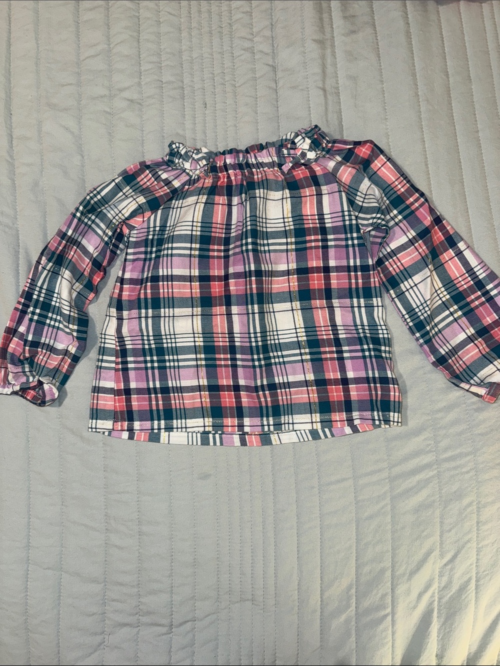 Plaid Blouse with Bow Embellishments